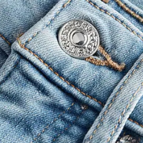 | express • distressed cropped flare hi rise denim jeans | - Picture 5 of 14